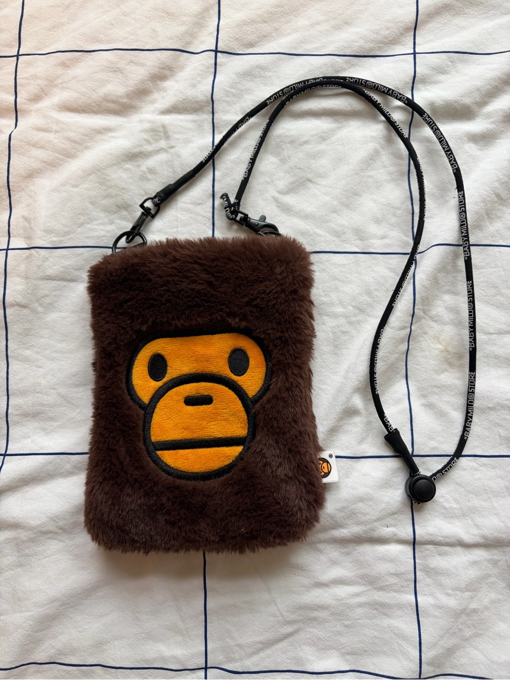 BAPE Baby Milo Faux-Fur Phone Pouch – Brown Crossbody